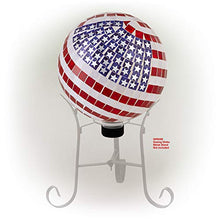 Load image into Gallery viewer, Alpine Corporation 12" Tall Indoor/Outdoor Mosaic American Flag Gazing Globe Yard Art Decor
