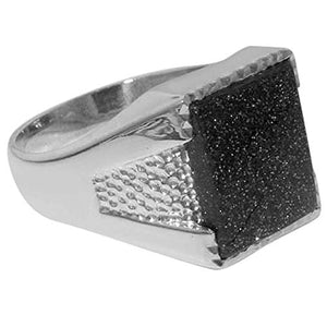 Gents Solid 925 Sterling Silver Blue Goldstone Mens Mans Signet Ring - Size 6.25 - Sizes 6 to 13 Available