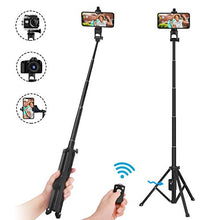 Load image into Gallery viewer, Selfie Stick Tripod,54" Extendable Tripod Stand with Cell Phone Mount Holder &amp; Rechargeable Wireless Remote,Lightweight, Compatible with iPhone &amp; Android Phone,Camera,Gopro
