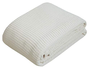 100% Soft Premium Ringspun Cotton Thermal Blanket - Twin/Twin XL - Ivory - Snuggle in These Super Soft Cozy Cotton Blankets - Perfect for Layering Any Bed - Provides Comfort and Warmth for Years