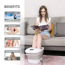 Load image into Gallery viewer, TimeRelish Motorized Foot Spa Bath Massager with Heat Bubbles and Vibration Massage, 16OZ Lavender Foot Soak Epsom Salt, Collapsible Foot Bath Bucket with 24 Auto Massage Balls, LED Screen,Remote
