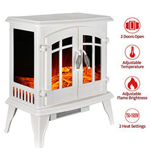 Load image into Gallery viewer, 23&quot; Electric Fireplace Heater,1500W Freestanding Stove Portable Fireplace Heater with Realistic Log Frame, White
