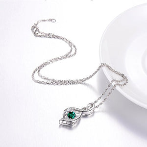 Emerald Necklace for Mom Women Wife Forever Love Infinity Pendant Necklace Birthday Gifts Jewelry for Wife Women Anniversary Gift for Her Sterling Silver
