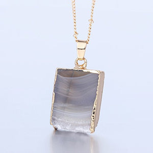 Bonnie 24 inch Agate Stone Crystal Pendant Necklace Natural Stone Handmade Jewelry (5)