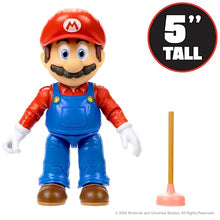 Load image into Gallery viewer, The Super Mario Bros. Movie - 5 Inch Action Figures Series 1 – Mario Figure with Plunger Accessory
