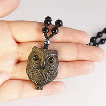 Load image into Gallery viewer, Jewever Golden Obsidian Owl Necklace Natural Stone Amulet Wellness and Wealth Gemstons Pendant for Men or Women
