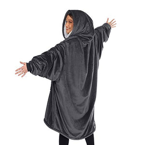 THE COMFY Original Quarter Zip | Oversized Microfiber & Sherpa Wearable Blanket with Zipper, Seen On Shark Tank, One Size Fits All Charcoal