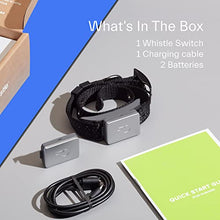 Load image into Gallery viewer, Whistle GPS + Health + Fitness - Smart Dog Collar, Waterproof Dog GPS Tracker Plus Health &amp; Fitness Monitor, 24/7 Pet Tracker, 2 Rechargeable Batteries, Switch (Newest Model), (Black), S/M
