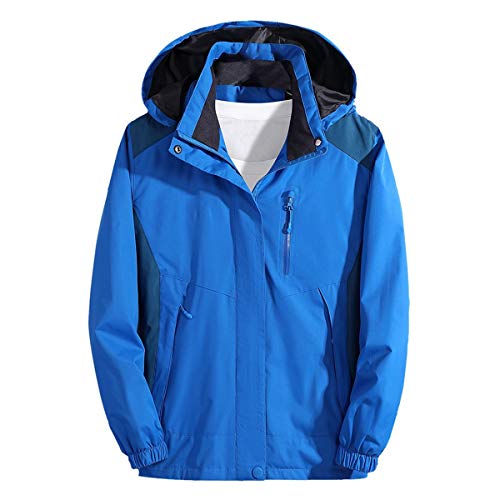 Thenxin Women Outdoor Hooded Jacket Windbreaker Waterproof Climbing Raincoats Rain Jacket Sportswear(Blue-Women,S)