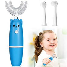 Load image into Gallery viewer, U Shaped Electric Toothbrush 360 Rotation Toddler Auto Whitening Toothbrush Silicone Whole Mouth Baby Toothbrush Automatic Electric Toothbrush with 2 Brush Heads for Children Kids, Battery Operated
