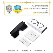 Load image into Gallery viewer, GRFISIA Square Oversized Sunglasses for Women Men Flat Top Fashion Shades (black frame/gray lens, 2.56)
