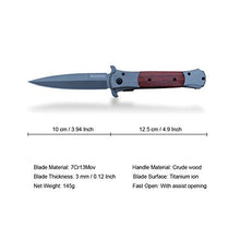 Load image into Gallery viewer, Folding Knife Tactical Pocket Knife Survival- Fast Open Folding Knife Wood Handle - Folding Pocket Knife Assisted Opening - 7CR13Mov Steel 58HRC - for Men Work Outdoor Adventure Hunting Hiking Knife
