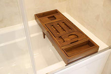 Load image into Gallery viewer, Ala Teak Wood Luxury Bathtub Caddy Tray with Extendable Sides and Bed Tray, Reading Rack, Tablet Holder
