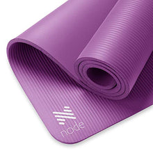 Load image into Gallery viewer, Node Fitness 72" x 24" Yoga Mat - 1/2" Extra Thick with Carrying Strap - Purple
