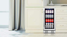 Load image into Gallery viewer, Kalamera 15 &amp; 24 inch 96 or 154 Cans Capacity Beverage Cooler - Built in Counter or Freestanding - for Soda, Water, Beer or Wine - For Kitchen or Bar with Blue Interior Light
