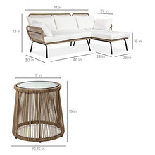 Load image into Gallery viewer, Best Choice Products Outdoor Rope Woven Sectional Patio Furniture L-Shaped Conversation Sofa Set w/Cushions, Side Table
