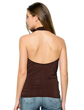 Load image into Gallery viewer, FASHIONOLIC Women's Casual Halter Neck Draped Front Sexy Backless Tank Top (S-3XL) (CLLTJ316) Brown 2X
