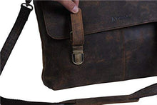 Load image into Gallery viewer, KomalC 16 Inch Retro Buffalo Hunter Leather Laptop (Fits upto 15.6 Inch Laptop) Messenger Bag Office Briefcase College Bag (Distressed Tan)
