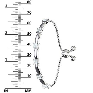 Belinda Jewelz Womens 925 Sterling Silver Sparkling Square Bolo Gemstone Adjustable Tennis Style Pull String Birthstone Jewelry Fine Bracelet, 2.5 Carat Natural White Topaz, 11 Inch Box Chain