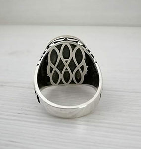 Handmade 925K Sterling Silver Mens Ring With Malachite Stone