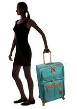 Load image into Gallery viewer, Steve Madden Designer Luggage - Checked Large 28 Inch Softside Suitcase - Expandable for Extra Packing Capacity - Lightweight Bag with Rolling Spinner Wheels (Harlo Teal Blue)

