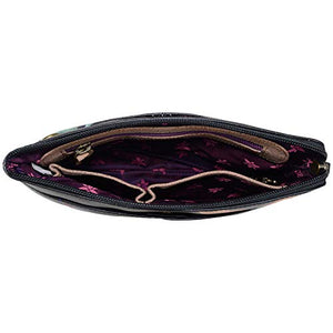 Anuschka Women’s Genuine Leather Three-In-One Clutch - Hand Painted Exterior - Island Escape Black