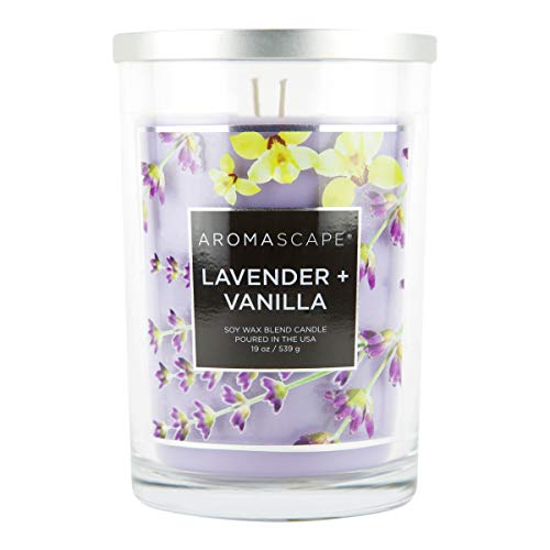Aromascape PT41899 2-Wick Scented Jar Candle, Lavender & Vanilla, 19-Ounce, Purple