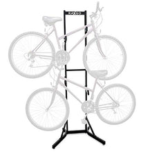 Load image into Gallery viewer, RaxGo Bike Storage Rack, 2 Bicycle Garage Floor Stand, Adjustable, Freestanding, Adjustable Hooks, For Mountain &amp; Road bicycles, Universal For Indoor Use
