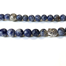 Load image into Gallery viewer, 108 Bead Sodalite Gemstone 8mm Mala Beads - Yoga Meditation Mala Bracelet Necklace - Intuition Stone
