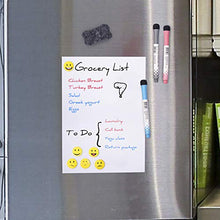 Load image into Gallery viewer, Prefer Green Magnetic Dry Eraser White Board Sheet for Kitchen Refrigerator with Stain Resistant Technology, Organizer &amp; Planner Whiteboard 12” X 8”, Include 1 Eraser, 3 Markers &amp; 6 Fridge Magnets
