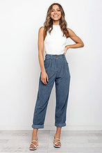 Load image into Gallery viewer, NIMIN Women's High Waisted Pants Loose Straight Leg Corduroy Pants Comfy Fall Clothes Casual Pants with Pockets Blue Grey Small
