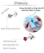 Load image into Gallery viewer, Tornito 20G 18 Pairs Stainless Steel Multicolor CZ Stud Earrings Set Piercing Cartilage Helix Earrings Set Screwback for Women 3MM-5MM
