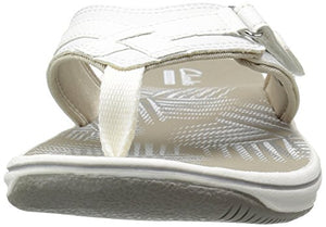 Clarks Women's Breeze Sea Flip Flop, New White Synthetic, 9 B(M) US