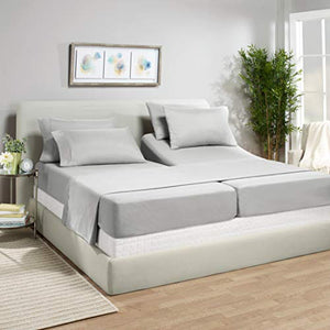 7 Piece Split King Sheets - Bed Sheets Split King Size – Bed Sheet Set Split King Size - 7 PC Sheets - Deep Pocket Sheets Microfiber Bedding Sets Hypoallergenic Sheets - Split King - Silver Light Gray