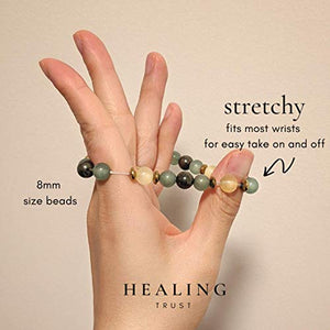 HEALING TRUST Citrine Crystal Bracelet with Aventurine Pyrite Hematite for Maximum Lucky Money Wealth, Prosperity, Goals Manifestation, Good Luck Feng Shui Wealth Bracelet. Authentic Gemstones Citrine Crystal Stone, Pyrite Crystal, Aventurine Crystal, Hem