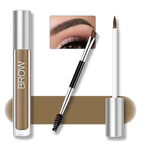Waterproof Eyebrow Gel for Long Lasting, Highly Tinted Liquid Eye Brow Makeup, Sweatproof, Natural (Brunette)