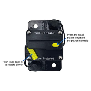 A.A 150 Amp Circuit Breaker DC 12V-48V with Manual Reset, Waterproof, Fuse Inverter for Auto, Car, Trailer, Truck, RV, Marine, Boat, Audio, Current Overload Protection (150A), Black