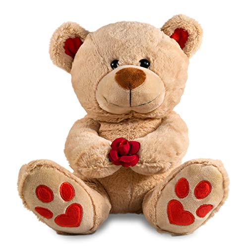 Gifts for Mom Wife Fiancée Girlfriend,11 inch Rose Flower Teddy Bear Gifts for Her Women Best Friends Teenage Girls Who Love Plush Stuffed Animal, Funny Gifts for Birthday Mothers Day Valentines Day