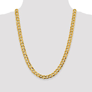 14k Yellow Gold 9.4mm Solid Flat Cuban Chain Necklace 24 Inch Pendant Charm Curb Miami Fine Jewelry For Women Gifts For Her