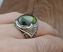 Load image into Gallery viewer, Handmade 925K Sterling Silver Mens Ring With Cubic Zircon Peridot color Stone
