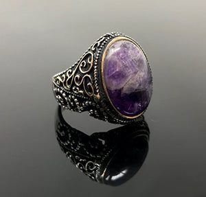 KAR 925K Stamped Sterling Silver Amethyst Men's Ring I1F (12)
