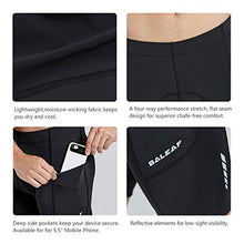 Load image into Gallery viewer, BALEAF Men's Padded Cycling Shorts Bicycle Bike Riding Tights Road Biking Pants Pockets UPF 50+ Black Size M
