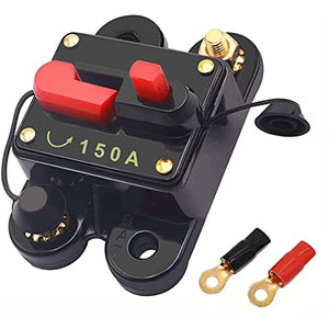 FROGBRO 150A Manual Reset Circuit Breaker Resettable Fuse Holder 12V-24V DC for Auto Car Marine Boat Motor Audio Inline Fuse and Home Solar System Amp (HX-AT002)