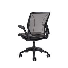 Load image into Gallery viewer, Humanscale Diffrient World Chair | Pinstripe Black Mesh Seat and Back | Black Frame with Black Trim | Height-Adjustable Duron Arms | Standard Foam Seat, 3&quot; Carpet Casters, and 5&quot; Cylinder
