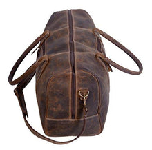 Load image into Gallery viewer, KomalC 24 Inch Leather Duffel Bags for Men and Women Full Grain Leather Travel Overnight Weekend Leather Bags Sports Gym Duffel for Men (Brown Distressed Tan)
