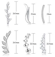 Load image into Gallery viewer, HANPABUM 6Pairs Ear Cuff Earrings for Women Ear Crawler Earrings Climber Earrings Pierced Ears Cubic Zirconia Silver Rose Gold
