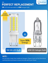 Load image into Gallery viewer, G9 LED Light Bulbs 5W, JandCase 40W Halogen Equivalent, 6000K High Brightness 400LM, G9 Base Not Dimmable, Flicker-Free, Daylight White for Home Lighting, Chandeliers, Household Applications, 5 Pack
