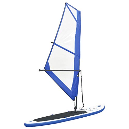 INLIFE Inflatable Stand Up Paddleboard with Sail Set Blue and White