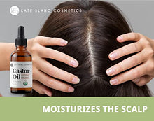 Load image into Gallery viewer, Castor Oil (2oz), USDA Certified Organic, 100% Pure, Cold Pressed, Hexane Free by Kate Blanc Cosmetics. Stimulate Growth for Eyelashes, Eyebrows, Hair. Skin Moisturizer &amp; Hair Treatment Starter Kit
