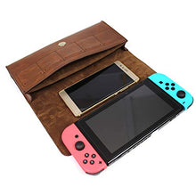 Load image into Gallery viewer, PCTC Classic Style Design Leather &amp; PU Easy Carrying Case Soft Carry Bag Compatible for Nintendo Switch Protective Cover,1x Mini Leather Hand Strap (Brown)

